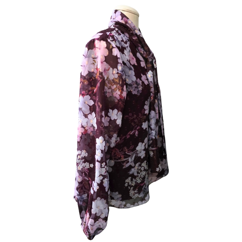 Ted Baker London Cyllie Elderflower Tie Neck Blouse - Oxblood - Size 5 (US 12) - Picture 4 of 5